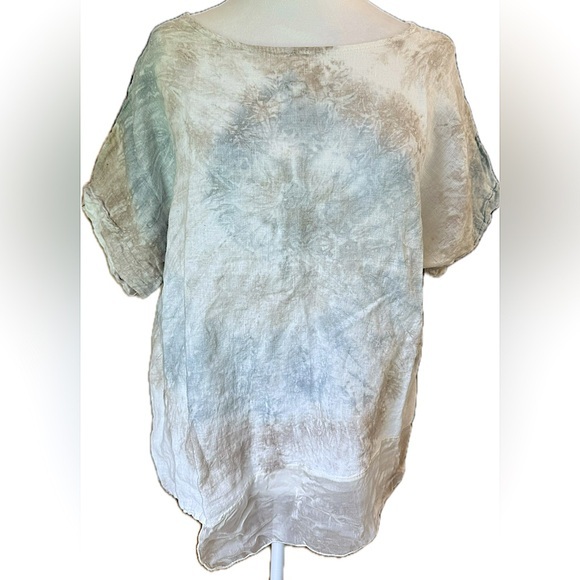 Valentina Naldi Tops - Valentina Naldi 100% Linen from Italy Tie Dye Short Sleeve Top Blouse Shirt S